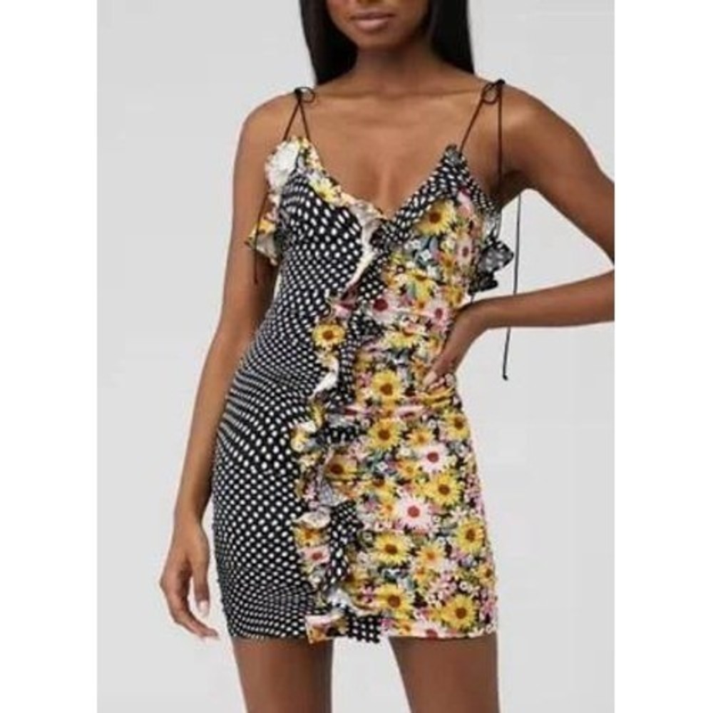 For Love & Lemons MOCHI SHIRRED Mini Bodycon Dress (MSRP: $248) Size XS